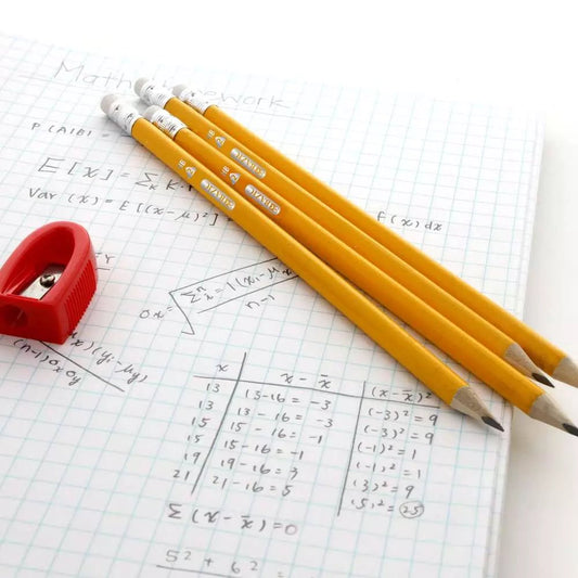 Yellow Pencil #2 Triangle (4/Pack) w/ Sharpener